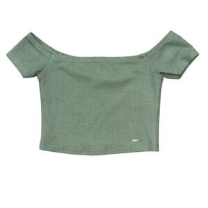 Hollister Olive Green Crop Top Women’s XS Preppy Casual Soft Girl Light Academia